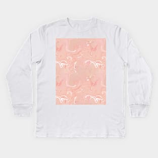 Pastel Peach Silk Marble - Digital Liquid Paint Kids Long Sleeve T-Shirt